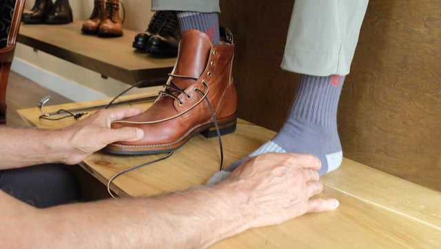 Fitting a customer on a Russell Boot in East Vancouver