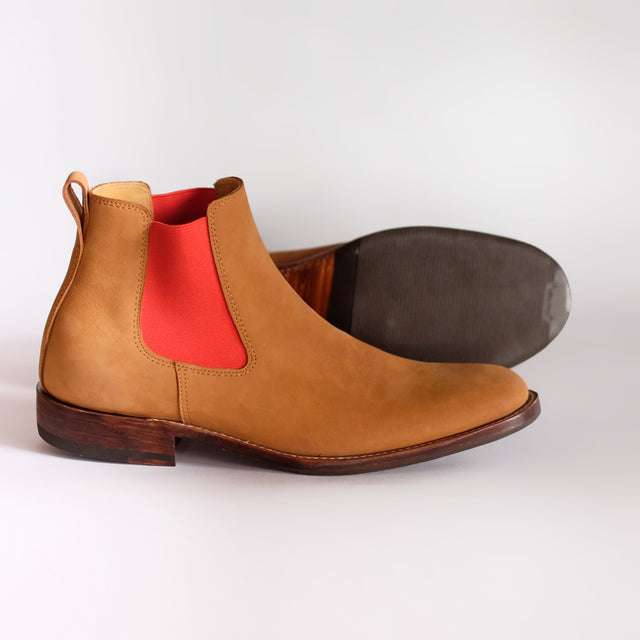 Chelsea - Natural Nubuck Red Elastic