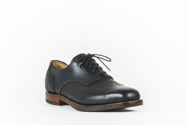 Derby Shoe - Wingtip with Brogue - Black Bison and Chromexcel