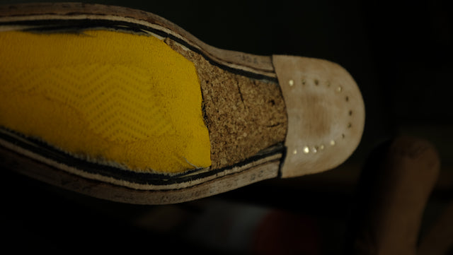Goodyear Welt Construction with cork layer and orthopaedic layer
