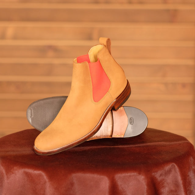Chelsea - Natural Nubuck Red Elastic